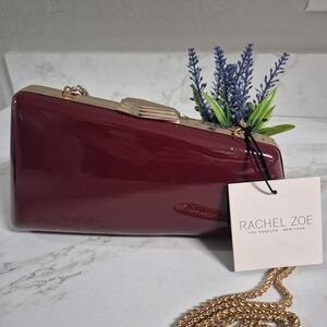 Rachel Zoe Burgundy Patent Clutch with Gold Chain